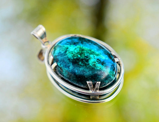 Chrysocolla Pendant in Sterling Silver