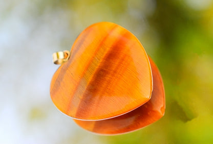 14k Gold Tiger's Eye Heart Pendant