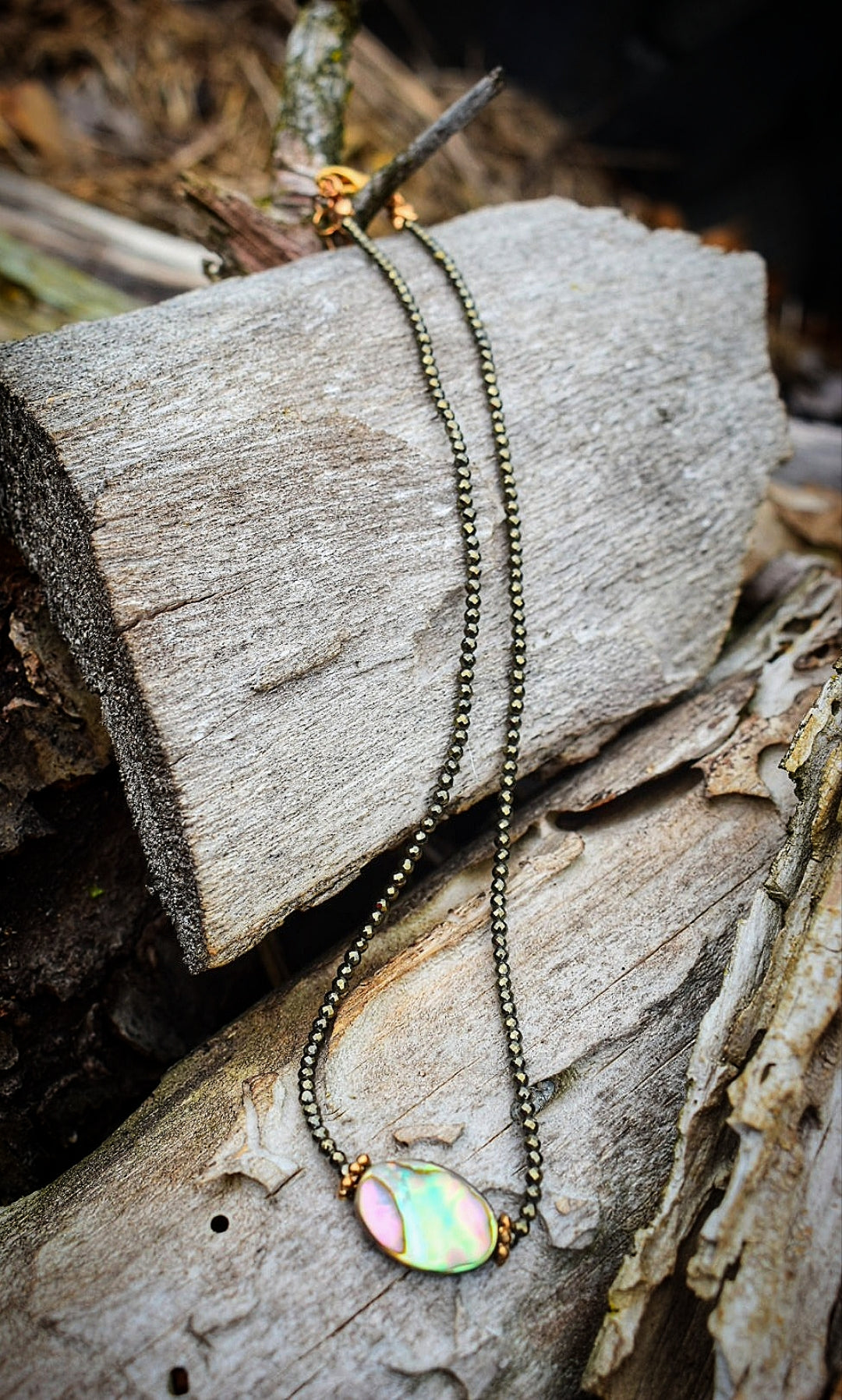 Abalone & Crystal Bead Choker